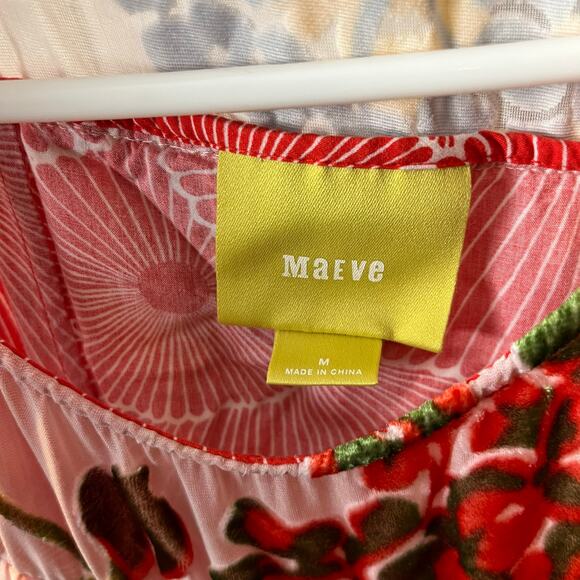 Anthropologie Maeve Flower Market Swing Dress Size Medium Silk Blend Red - Picture 7 of 7